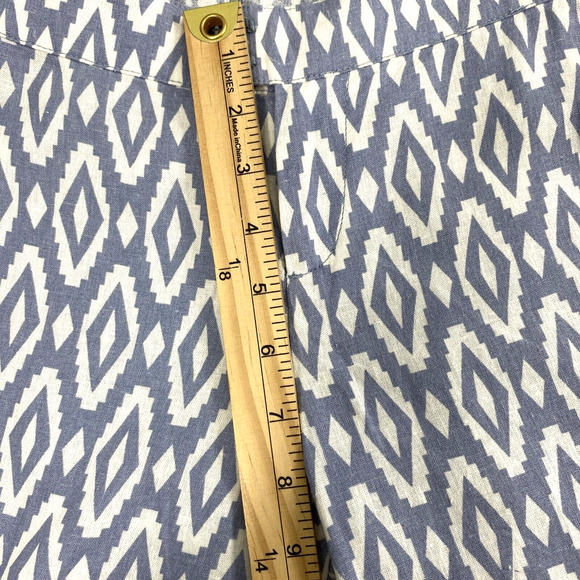 Willi Smith Pants Womens Sz 2 Linen Blend Flare Blue‎ White Slacks Boho Coastal - Picture 7 of 9